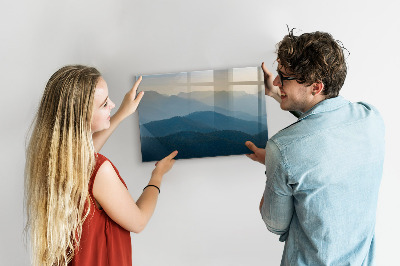 Uitwisbaar glazen planbord met magnetische functie Abstract landschap