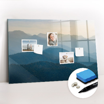 Uitwisbaar glazen planbord met magnetische functie Abstract landschap