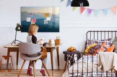 Uitwisbaar glazen planbord met magnetische functie Abstract landschap