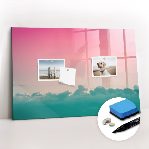 Beschrijfbaar magneetbord van glas met design Verlopende lucht