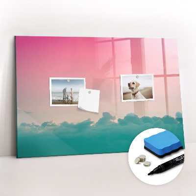 Beschrijfbaar magneetbord van glas met design Verlopende lucht