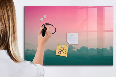 Beschrijfbaar magneetbord van glas met design Verlopende lucht