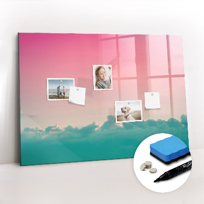 Beschrijfbaar magneetbord van glas met design Verlopende lucht