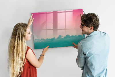 Beschrijfbaar magneetbord van glas met design Verlopende lucht