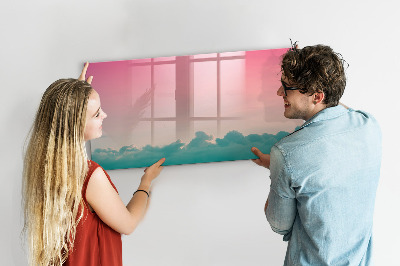 Beschrijfbaar magneetbord van glas met design Verlopende lucht