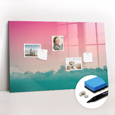 Beschrijfbaar magneetbord van glas met design Verlopende lucht