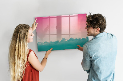 Beschrijfbaar magneetbord van glas met design Verlopende lucht