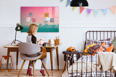 Beschrijfbaar magneetbord van glas met design Verlopende lucht