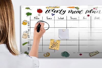 Beschrijfbaar magneetbord van glas met design Wekelijks menu