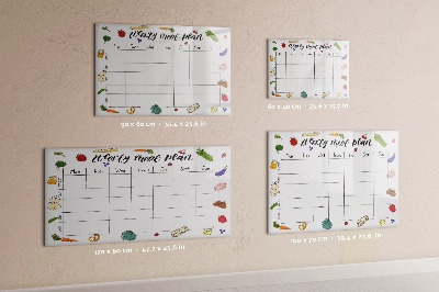Beschrijfbaar magneetbord van glas met design Wekelijks menu