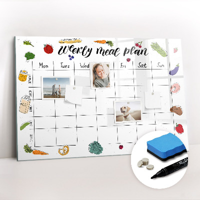 Beschrijfbaar magneetbord van glas met design Wekelijks menu