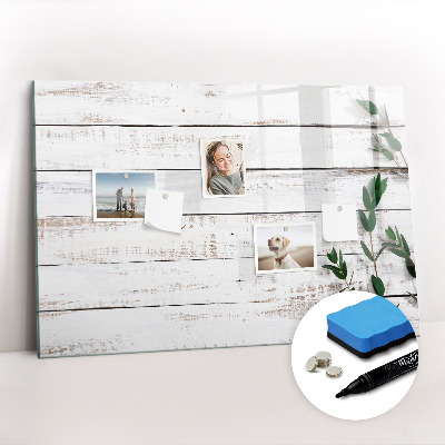 Uitwisbaar glazen planbord met magnetische functie Houten planken