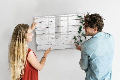 Uitwisbaar glazen planbord met magnetische functie Houten planken
