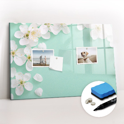 Beschrijfbaar magneetbord van glas met design Bloeiende madeliefjes