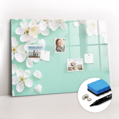 Beschrijfbaar magneetbord van glas met design Bloeiende madeliefjes