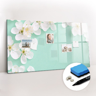Beschrijfbaar magneetbord van glas met design Bloeiende madeliefjes