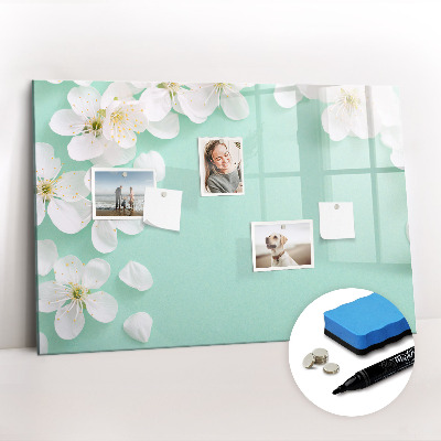 Beschrijfbaar magneetbord van glas met design Bloeiende madeliefjes