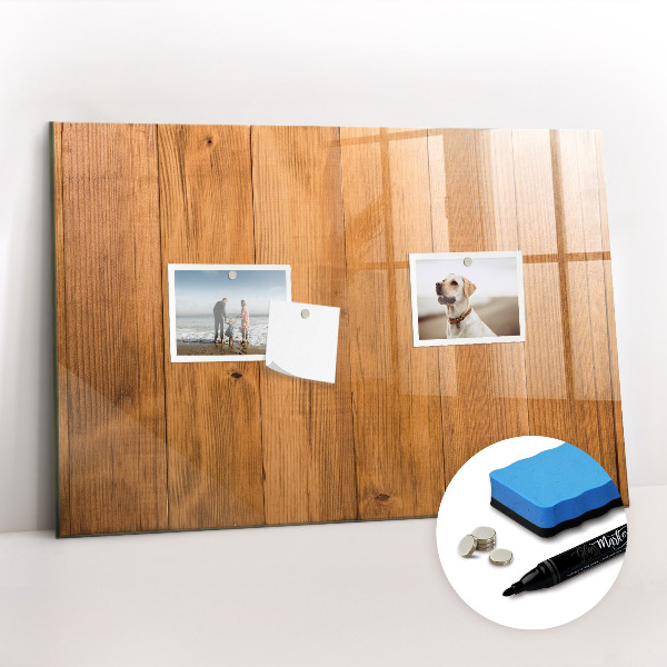 Magnetisch planbord voor de muur van bedrukt glas Houten planken