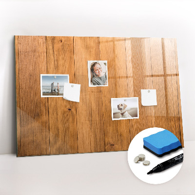 Magnetisch planbord voor de muur van bedrukt glas Houten planken