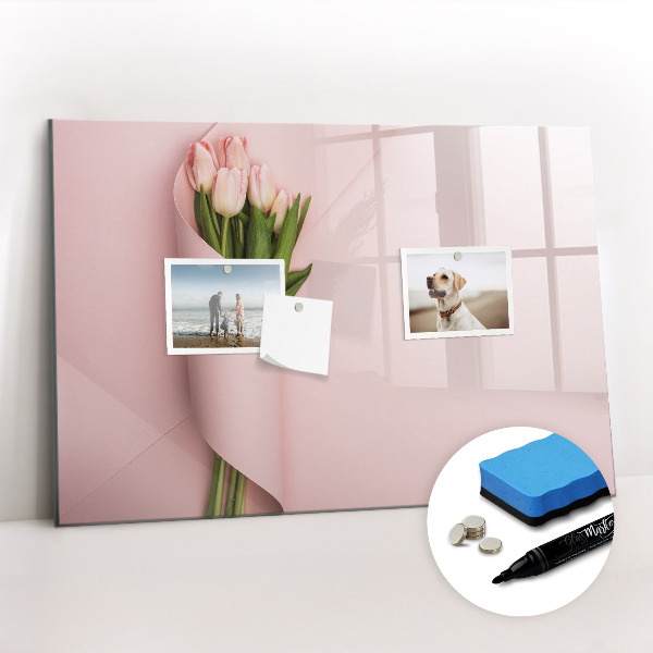 Uitwisbaar glazen planbord met magnetische functie Een boeket bloemen