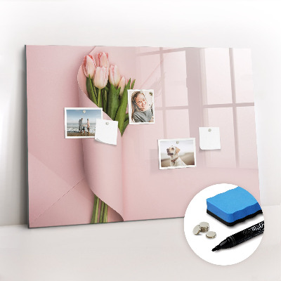 Uitwisbaar glazen planbord met magnetische functie Een boeket bloemen
