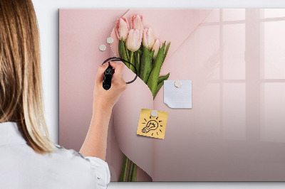 Uitwisbaar glazen planbord met magnetische functie Een boeket bloemen