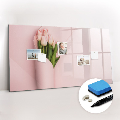 Uitwisbaar glazen planbord met magnetische functie Een boeket bloemen