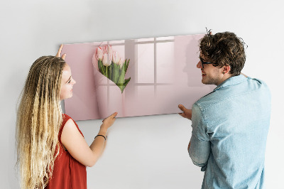 Uitwisbaar glazen planbord met magnetische functie Een boeket bloemen