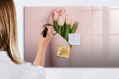 Uitwisbaar glazen planbord met magnetische functie Een boeket bloemen