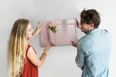 Uitwisbaar glazen planbord met magnetische functie Een boeket bloemen