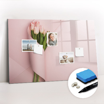 Uitwisbaar glazen planbord met magnetische functie Een boeket bloemen