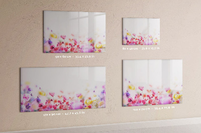 Beschrijfbaar magneetbord van glas met design Bloemen in de weide