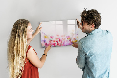 Beschrijfbaar magneetbord van glas met design Bloemen in de weide