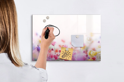 Beschrijfbaar magneetbord van glas met design Bloemen in de weide