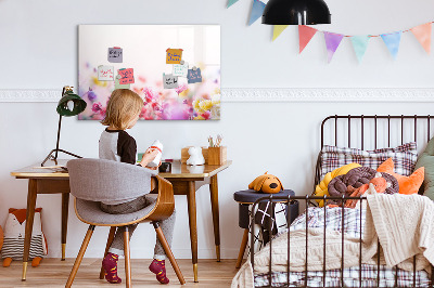 Beschrijfbaar magneetbord van glas met design Bloemen in de weide