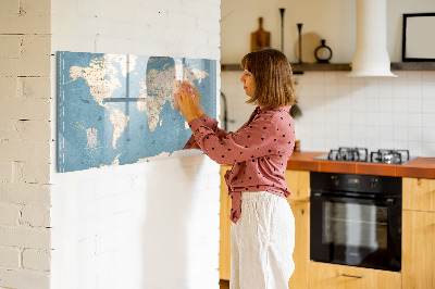 Magnetisch planbord voor de muur van bedrukt glas Vintage wereldkaart