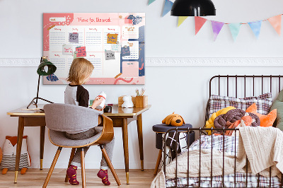 Magnetisch planbord voor de muur van bedrukt glas Wekelijkse planner