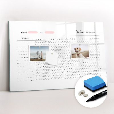 Beschrijfbaar magneetbord van glas met design Gewoonteregistratie