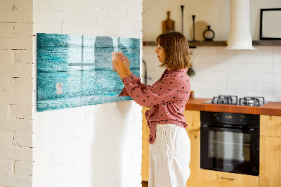 Uitwisbaar glazen planbord met magnetische functie Blauw oud hout