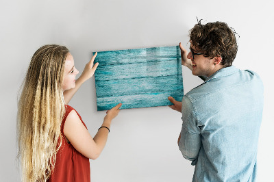 Uitwisbaar glazen planbord met magnetische functie Blauw oud hout