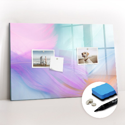 Beschrijfbaar magneetbord van glas met design Kleurrijke veren