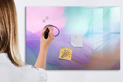 Beschrijfbaar magneetbord van glas met design Kleurrijke veren