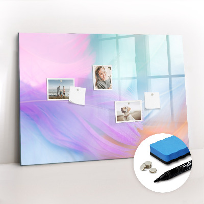 Beschrijfbaar magneetbord van glas met design Kleurrijke veren