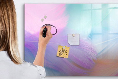 Beschrijfbaar magneetbord van glas met design Kleurrijke veren