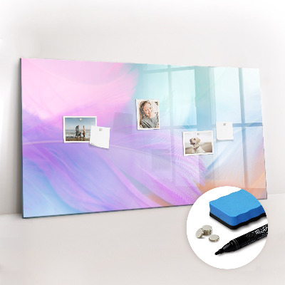 Beschrijfbaar magneetbord van glas met design Kleurrijke veren
