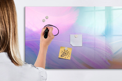 Beschrijfbaar magneetbord van glas met design Kleurrijke veren