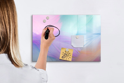 Beschrijfbaar magneetbord van glas met design Kleurrijke veren
