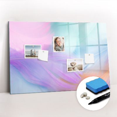 Beschrijfbaar magneetbord van glas met design Kleurrijke veren