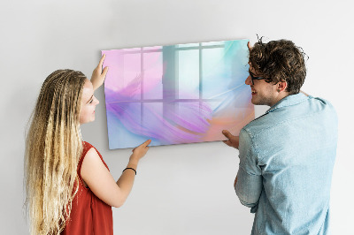 Beschrijfbaar magneetbord van glas met design Kleurrijke veren