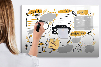 Magnetisch planbord voor de muur van bedrukt glas Nieuwjaarsdoelen